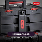 Keter Rolling Tool Box System, 3 Piece, Black/Red - 3 Piece Resin Modular Toolbox System