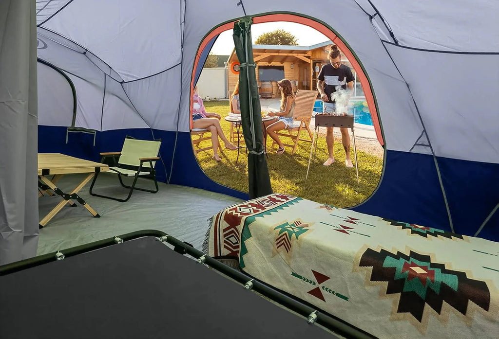 unp 10-Person Camping Tent, 18ft x 9ft x 78in, 2 Rooms, 5 Mesh Windows