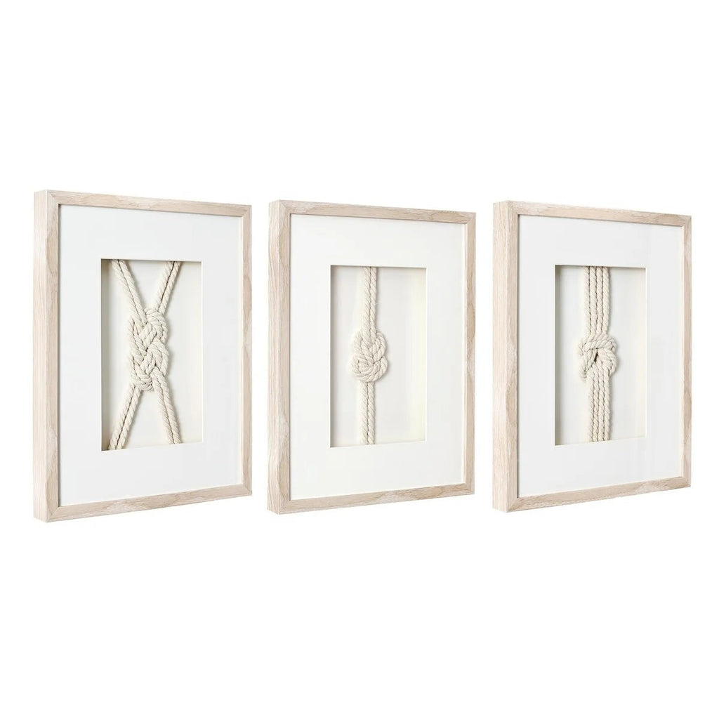 3-Piece Framed Nautical Knots Wall Decor Set, Natural Finish - 14in H x 11in L x 1.25in D