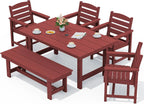 SERWALL 7-Piece HDPE Patio Dining Set, Aruba, 66.9in D x 32.2in W x 29.1in H