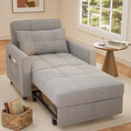3-in-1 Pull-Out Sofa Bed Sleeper Chair, Adjustable Upholstered Lounge Couch