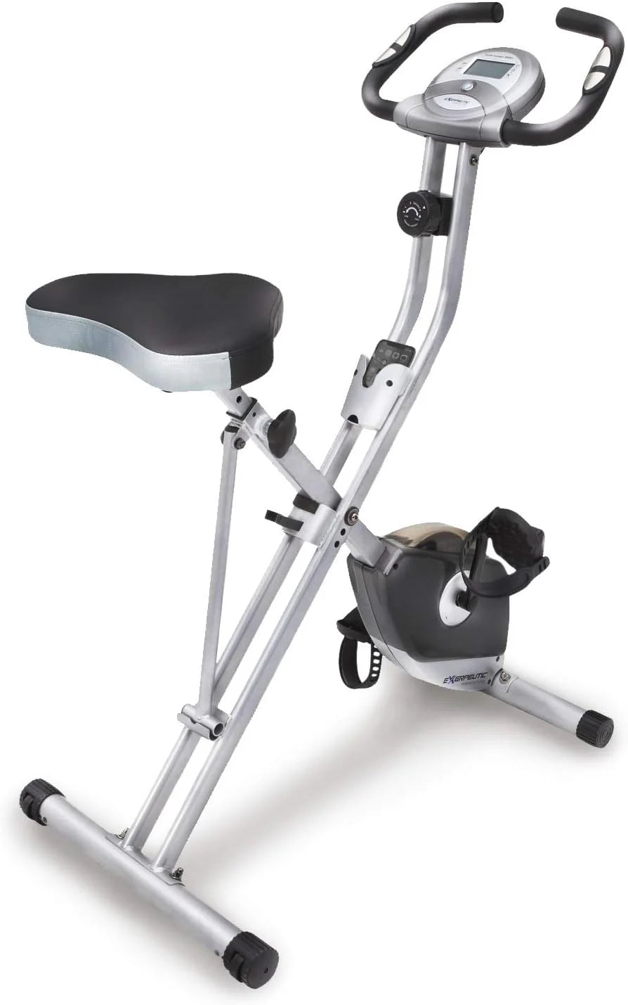 Compact Folding Exercise Bike With Bluetooth Tracking, 8 Levels, Grey