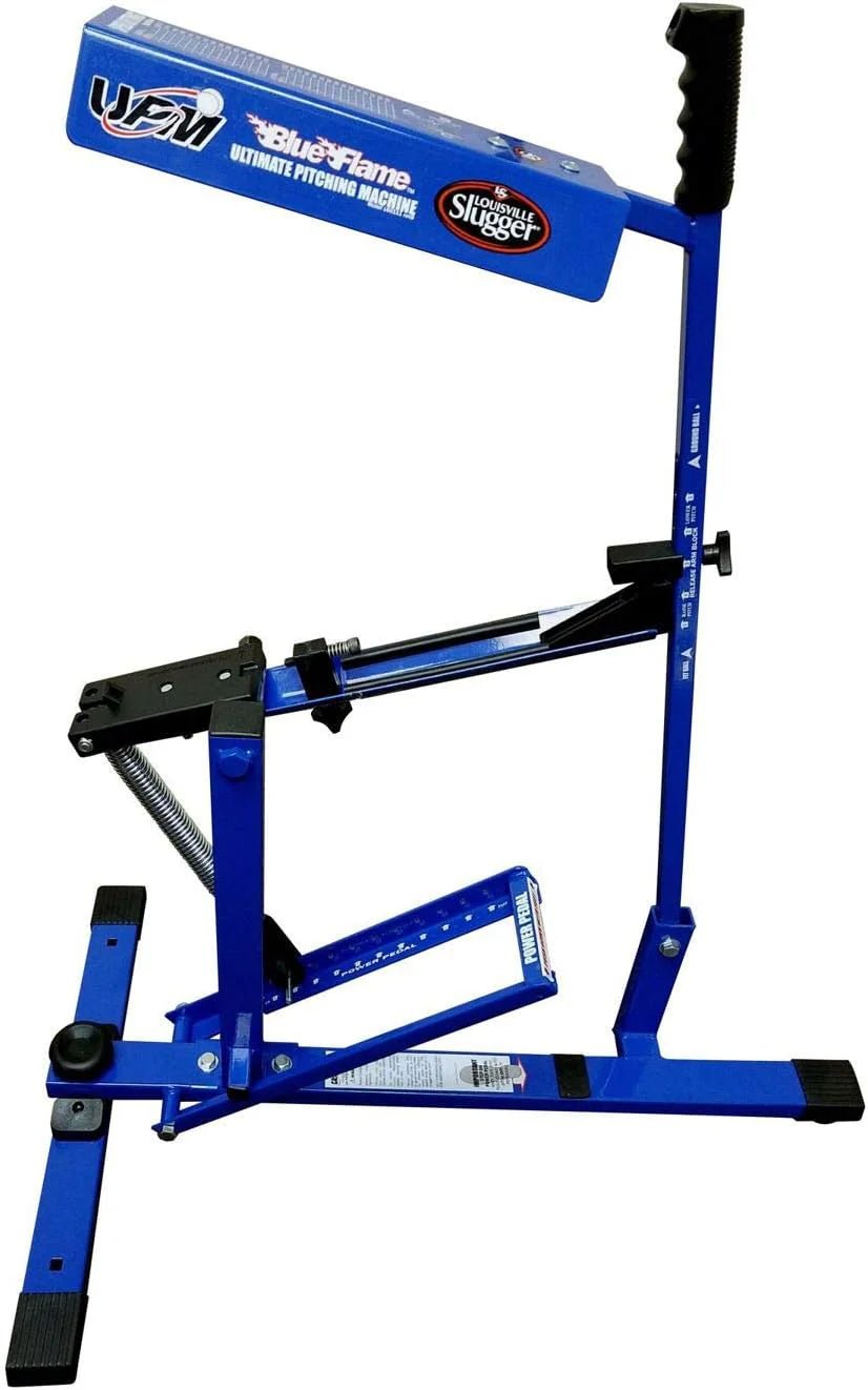 Louisville Slugger Blue Flame Pitching Machine, Blue, Metal, 32 x 14 x 6 Inches