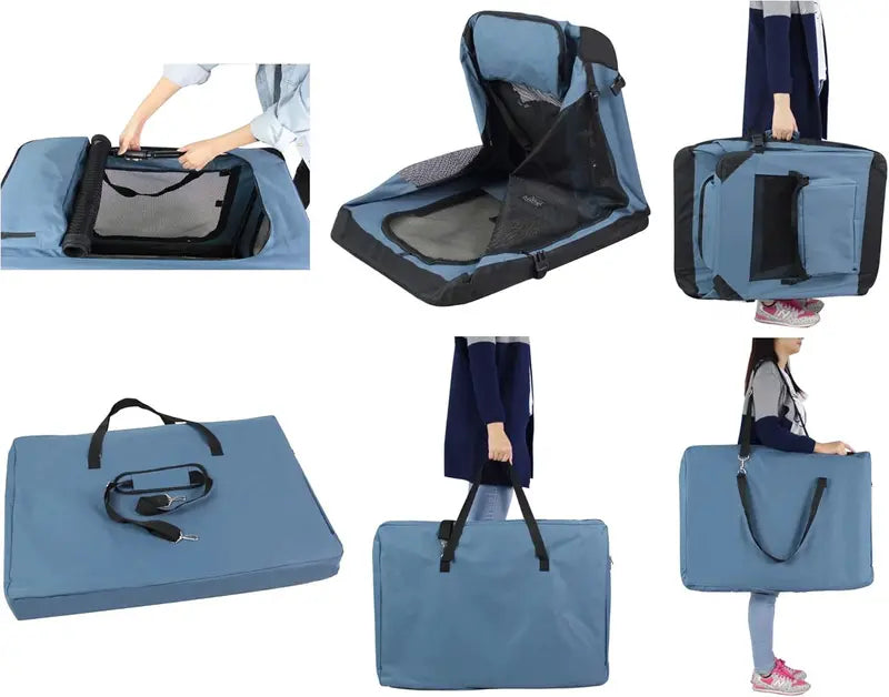 EliteField 3-Door Folding Soft Dog Crate With Carrying Bag - 36in L x 24in W x 28in H