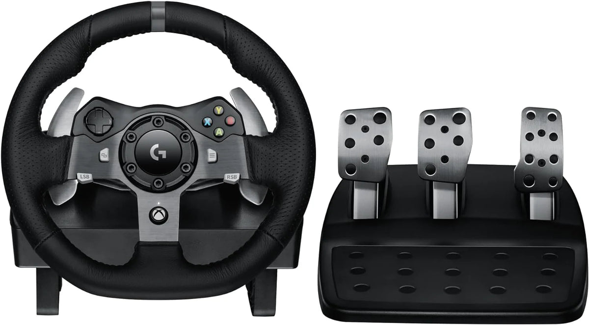 Driving Force Racing Wheel And Pedals With Force Feedback, Leather Cover, Black - G920
