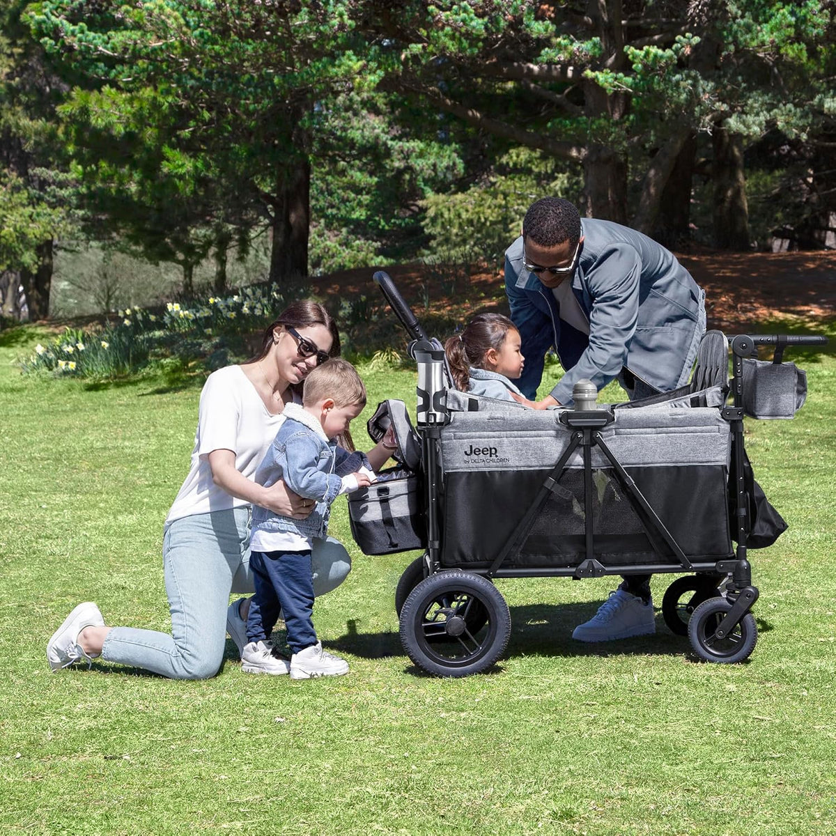 4-Seater Children's Stroller - Grey