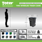 Toter 48 Gallon Trash Can With Smooth Wheels And Lid - ANA48-51406