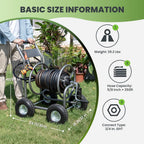 Giraffe Tools Heavy Duty Garden Hose Reel Cart With Wheels - 250-Feet 5/8-Inch Hose Capacity