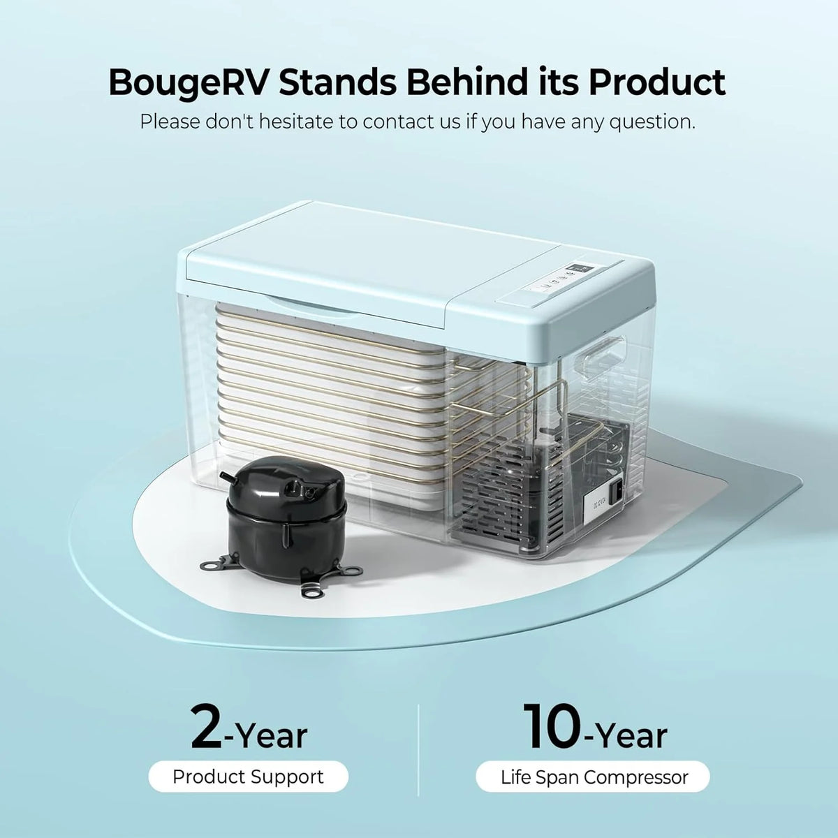 BougeRV 23 Quart Portable Car Refrigerator Freezer, Grey, 12/24V DC - CR22