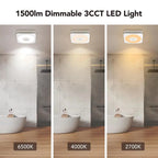 OREiN Bluetooth Bathroom Exhaust Fan With 3CCT LED Light And Speaker, 110/160 CFM