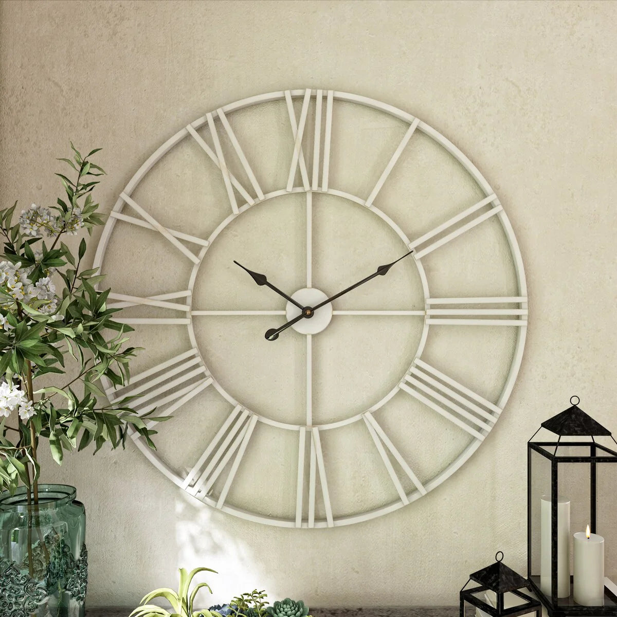 Round Metal Open-Frame Wall Clock
