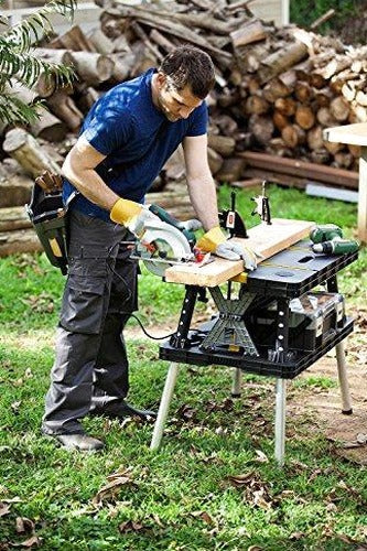 Keter Folding Work Table With 2 12 Inch Clamps, Black/Yellow - 17182239