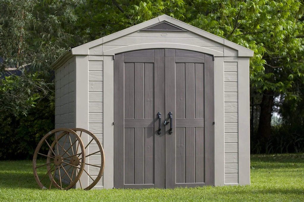 Keter Resin Outdoor Storage Shed, 8 x 11 Foot, 550 Cu. Ft., Taupe