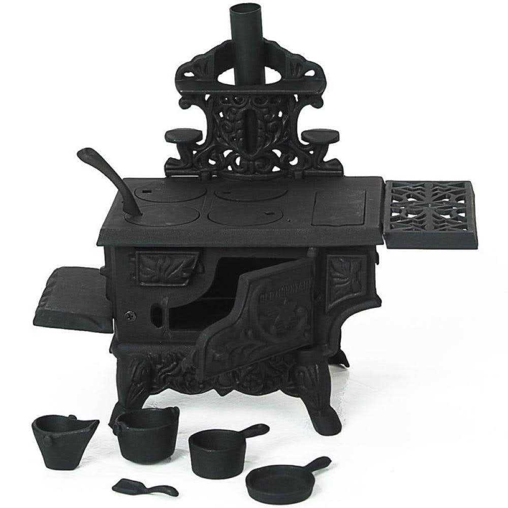 Old Mountain Mini Wood Cook Stove Set, Black, 12 in x 10 1/2 in x 5 1/2 in