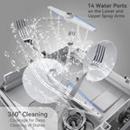 Hermitlux Portable Countertop Dishwasher, 5L Built-In Water Tank, 4 Place Settings - HMX-DW03