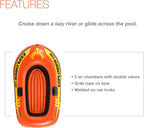Intex 2-Person Inflatable Boat, 73in L x 37in W, Orange PVC - Explorer 300 Set