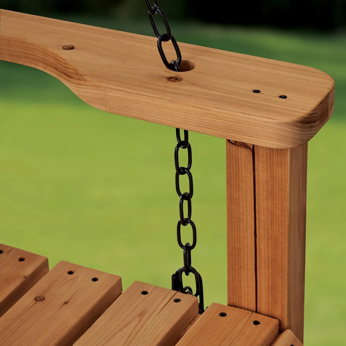 Backyard Discovery Cedar Wood Farmhouse Outdoor Porch Swing Bench, 55in, Light Brown, 600 Lbs Capacity