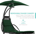 Best Choice Products Outdoor Hanging Steel Chaise Lounge Chair With Canopy, Charcoal Gray - SKY5871