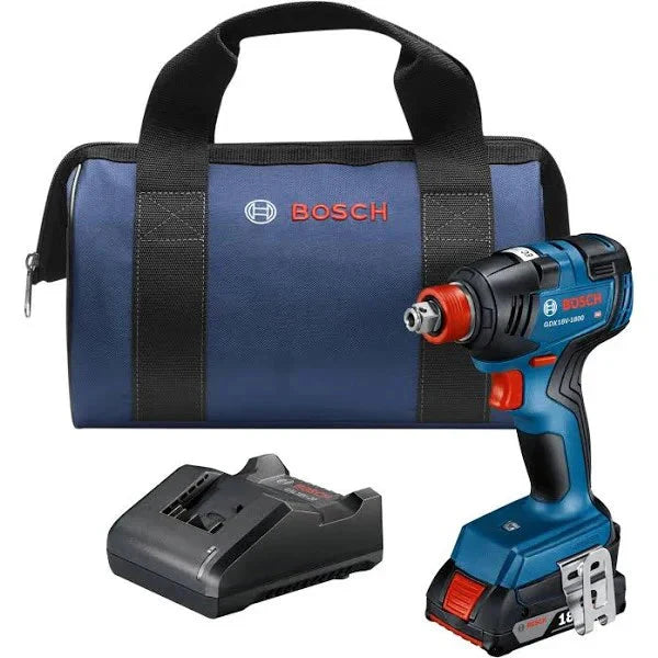 Bosch 18V EC Brushless 1/4 in. and 1/2 in. Two-in-One Bit/Socket Impact Driver Kit With 2.0 Ah SlimPack Battery - GDX18V-1800B12