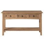 Solid Pine Wood Console Table With 3 Drawers - 47.99in W x 12.64in D x 28.82in H