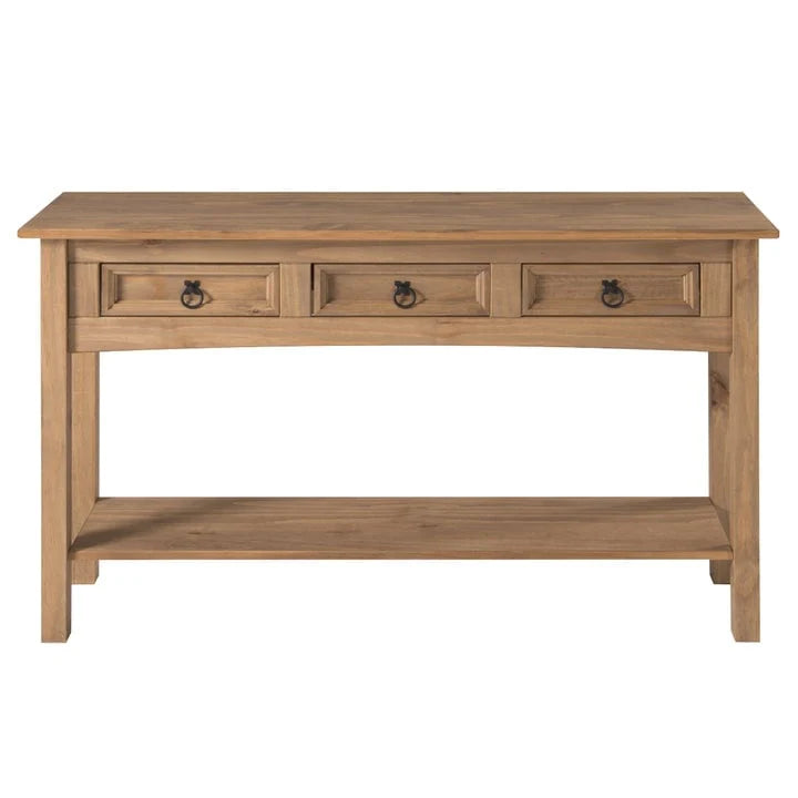 Solid Pine Wood Console Table With 3 Drawers - 47.99in W x 12.64in D x 28.82in H