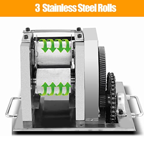 LGXEnzhuo Electric Sugar Cane Press Juicer Machine, 110V 800W Stainless Steel, 3 Rollers
