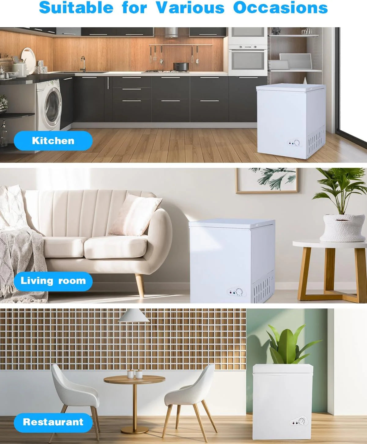 EUASOO 3.5 Cu.Ft Chest Freezer With Removable Basket, White - FLG-80Q