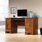 Computer Desk With Keyboard Tray, 59.45 in x 23.47 in x 29.02 in, Brushed Maple