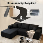 Settab Modular Sectional Sofa, 2 Seater Left-Facing Chaise, Black, 68.9 inch D x 107.5 inch W x 36.3 inch H