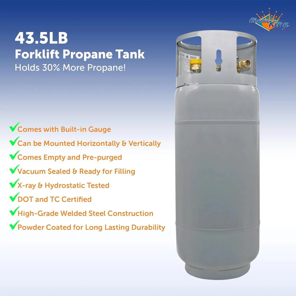 Flame King Steel Forklift Propane Tank Cylinder, 33.5 lb, Gray