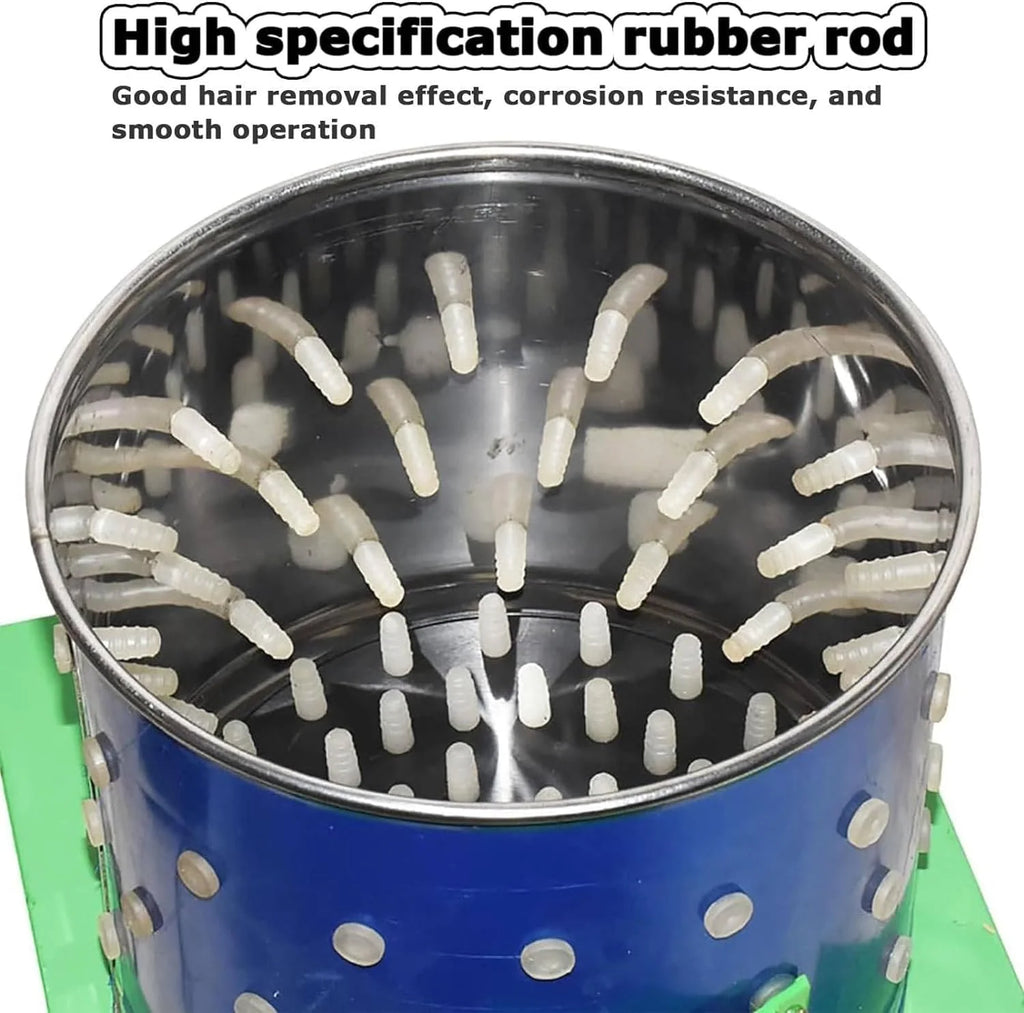 Chicken Plucker Poultry De-Featherer, 110 Rubber Fingers, 60W, Stainless Steel - Type 25
