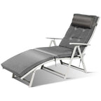 7 Position Folding Outdoor Chaise Lounge Chair With Cushion And Pillow