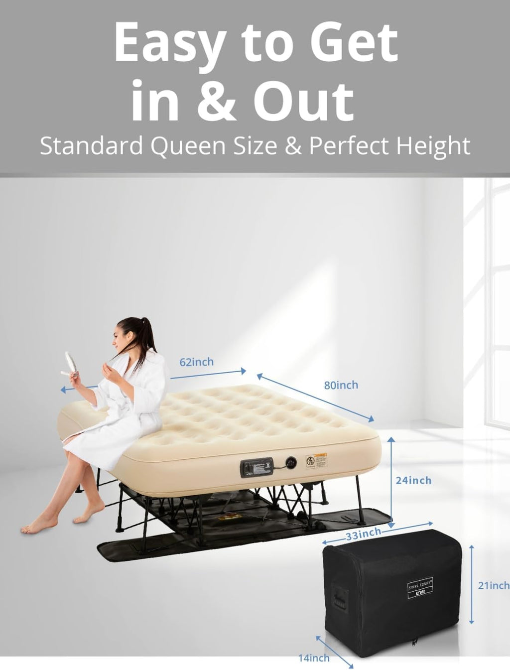 Queen Air Mattress With Frame And Built-In Pump