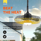 Orison Outdoor Plug-In Ceiling Fan With Light, Yellow, 21in D x 21in W x 10in H - B63992