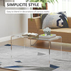 Clear Acrylic Waterfall Coffee Table, 32 inch x 16 inch x 16 inch, 20mm Thick
