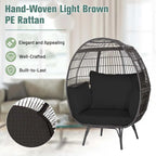 Oversized Wicker Egg Chair With 4 Cushions, 43 x 32.5 x 57 in