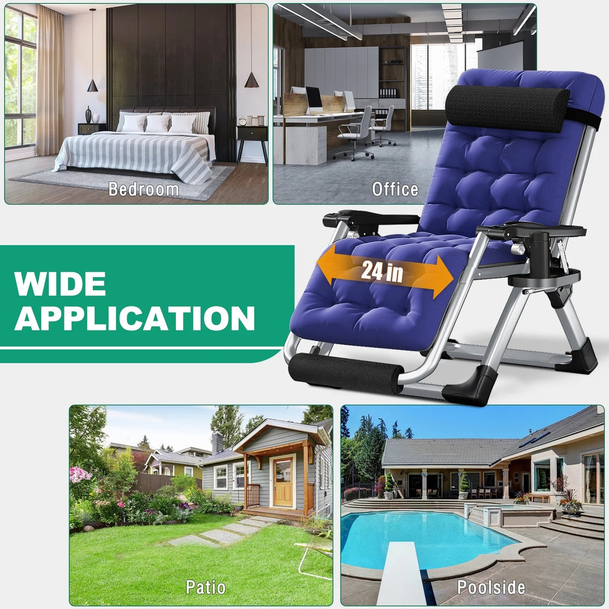 NAIZEA Zero Gravity Lawn Recliner Chairs, 2 Pack, Black