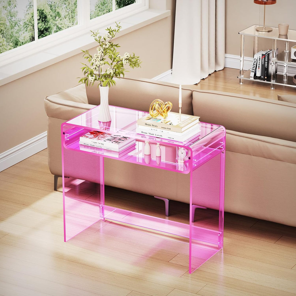 Acrylic Writing Desk, 15.7in D x 33.5in W x 29.5in H, Green