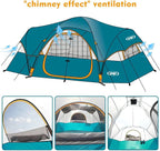 unp 10-Person Camping Tent, 18ft x 9ft x 78in, 2 Rooms, 5 Mesh Windows
