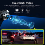 TOGUARD Front And Rear Dash Cam 4K+2K, 3.16-Inch Touch Screen, 64GB Memory Card - DC15
