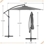 Sweetcrispy 9.8FT Offset Patio Umbrella With Easy Tilt Adjustment, 8 Ribs, Blue