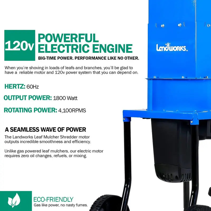 Landworks Electric Leaf Mulcher & Shredder, 120V, 11-Inch Blade, 0.5-Inch Cutting Capacity