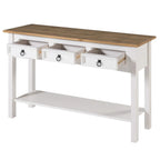Solid Pine Wood Console Table With 3 Drawers - 47.99in W x 12.64in D x 28.82in H
