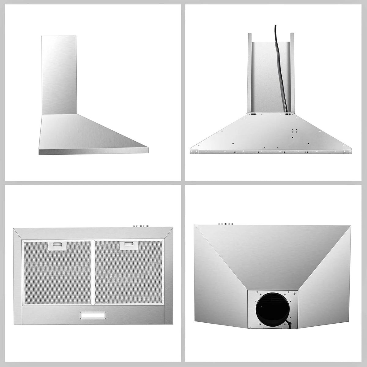 30 Inch Wall Mount Stainless Steel Range Hood With LED Light