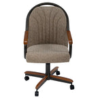 Casual Dining Swivel And Tilt Rolling Dining Chair, Brown Fabric, 38 H x 22 1/2 W x 22 D / 38 H x 24 W x 22 D