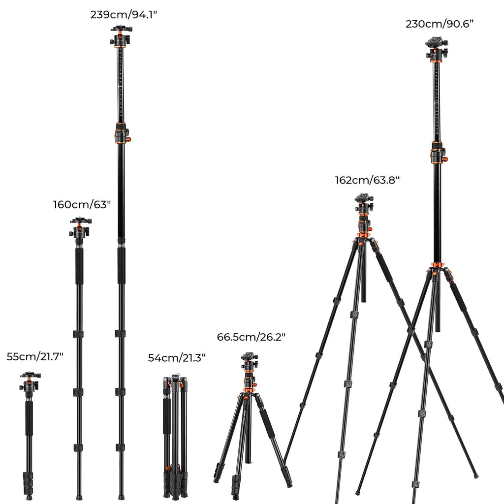 90 Inch Ultra High Camera Tripod With Metal Ball Head, Heavy Duty Photography Stand