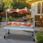 Rocita Charcoal Rotisserie Grill Roaster 132lbs, 38.5in x 18.1in, Stainless Steel, 25W Motor And Hand Crank