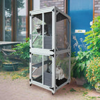 Wooden Outdoor Cat House With 7 Platforms, 2 Rest Boxes And Rainproof Roof - White 62.6-inch Model