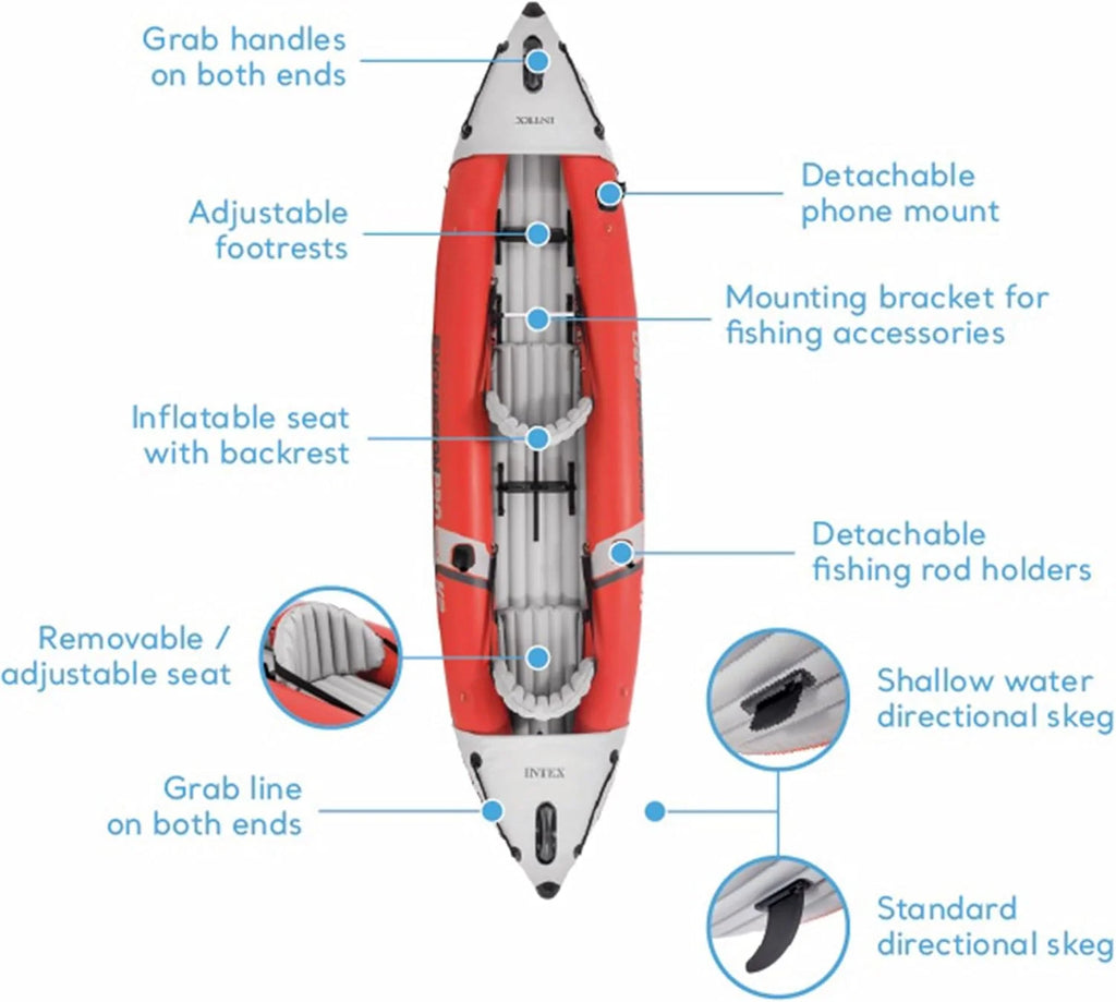 Excursion Pro K2 Inflatable 2-Person Kayak Set With 86in Paddles And Pump - 68309EP