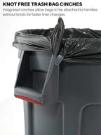 Heavy-Duty Round Trash Can, 20 Gallon, White, 6 Pieces Per Set